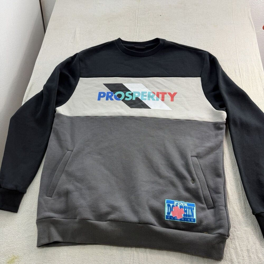 Pink Dolphin 'Prosperity' colorblock crewneck sweatshirt Xxl NWOT